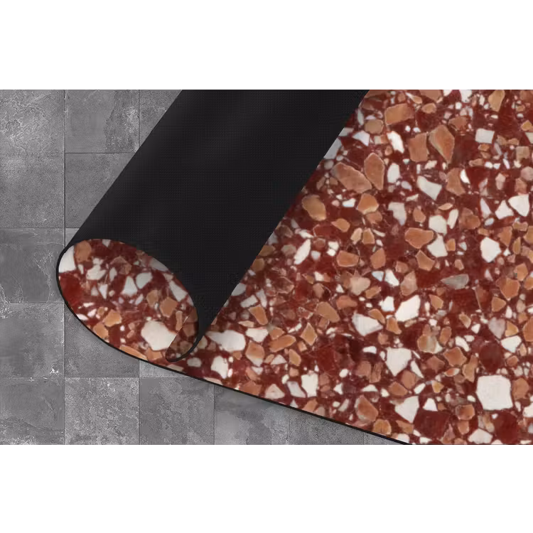 Terrazzo - Patroon - Steentextuur - Roodbruin Keukenloper - keukenmat middel 536 -closeup
