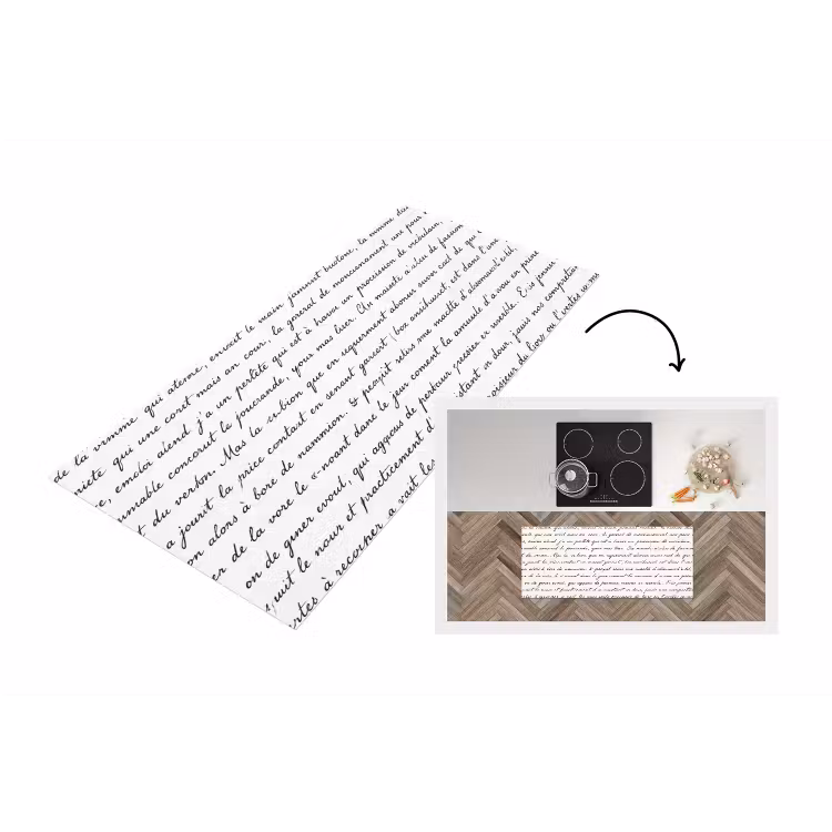 Tekst - Handschrift - Klassiek - ZwartWit Keukenloper - keukenmat middel -3d