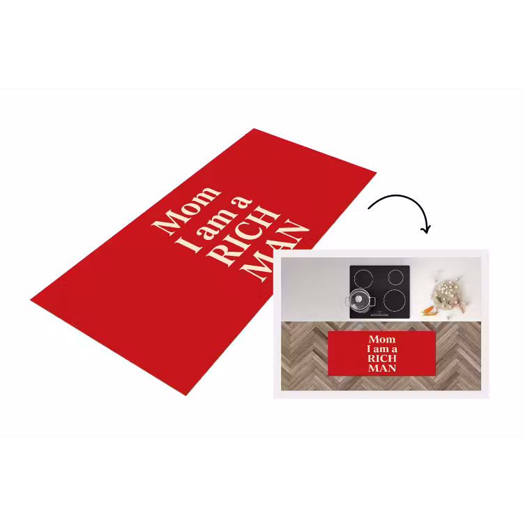 Tekst - Rijkdom - Motivatie - Rood - Modern Keukenloper - keukenmat middel -3d