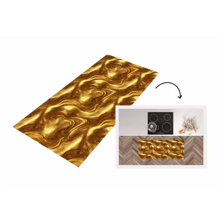 Textuur - Vloeibaar - Organisch - Goud Keukenloper - keukenmat middel 536 -3d