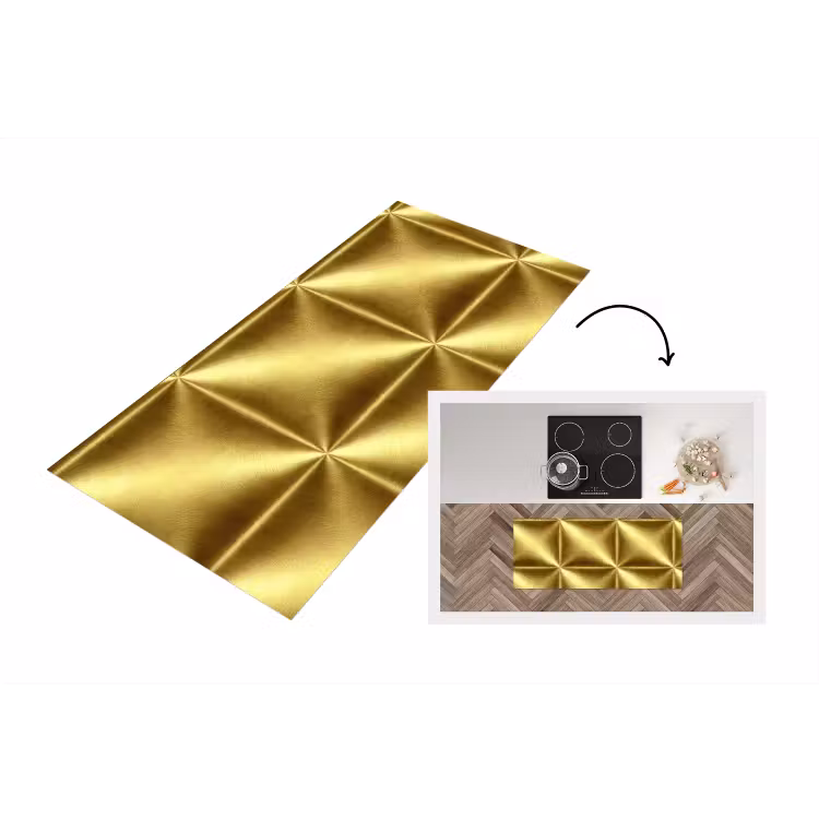 Textuur - Geborsteld Goud - Industrieel - Metallic Keukenloper - keukenmat middel 536 -3d