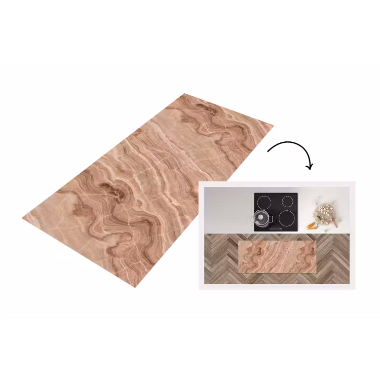 Textuur - Golvend - Abstract - Warm - Bruin Keukenloper - keukenmat middel -3d