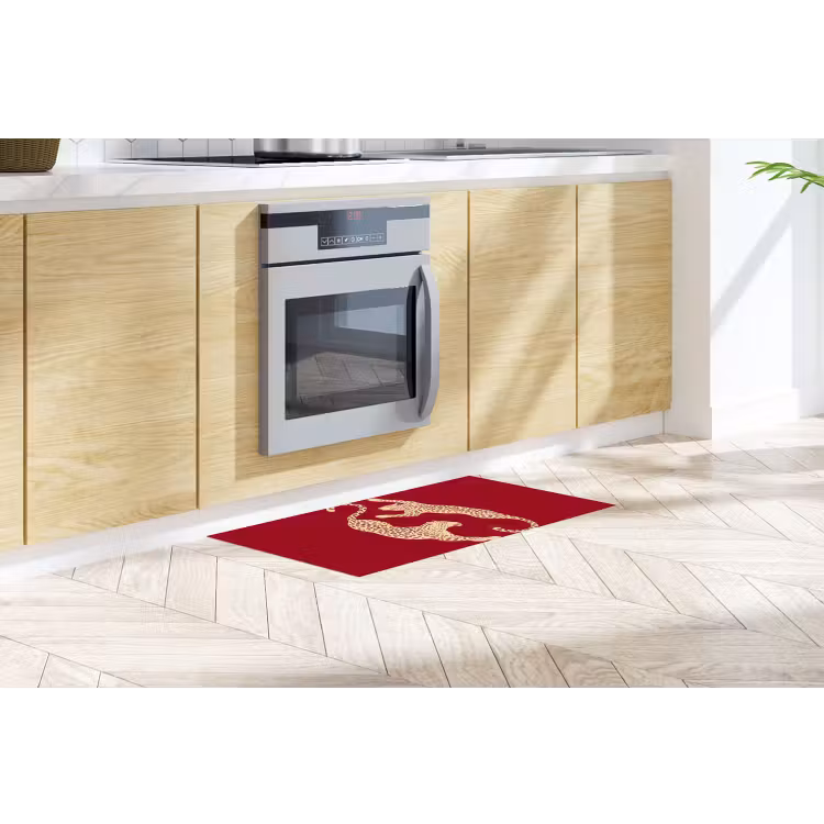 Dieren - Luipaard - Abstract - Rood - Modern Keukenloper - keukenmat middel -sfeer2