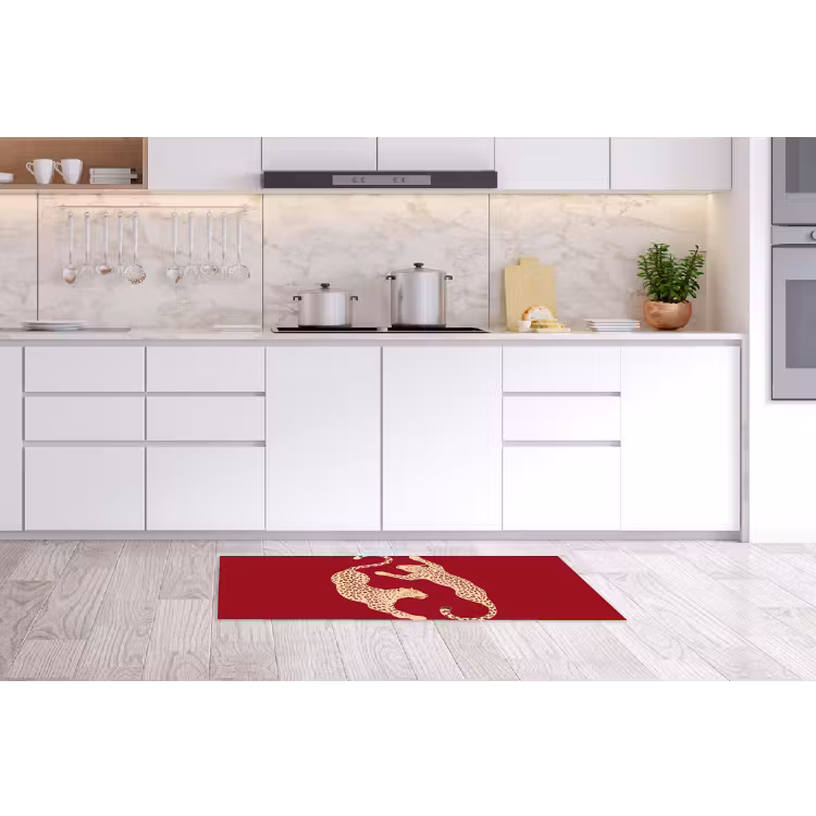 Dieren - Luipaard - Abstract - Rood - Modern Keukenloper - keukenmat middel -sfeer3