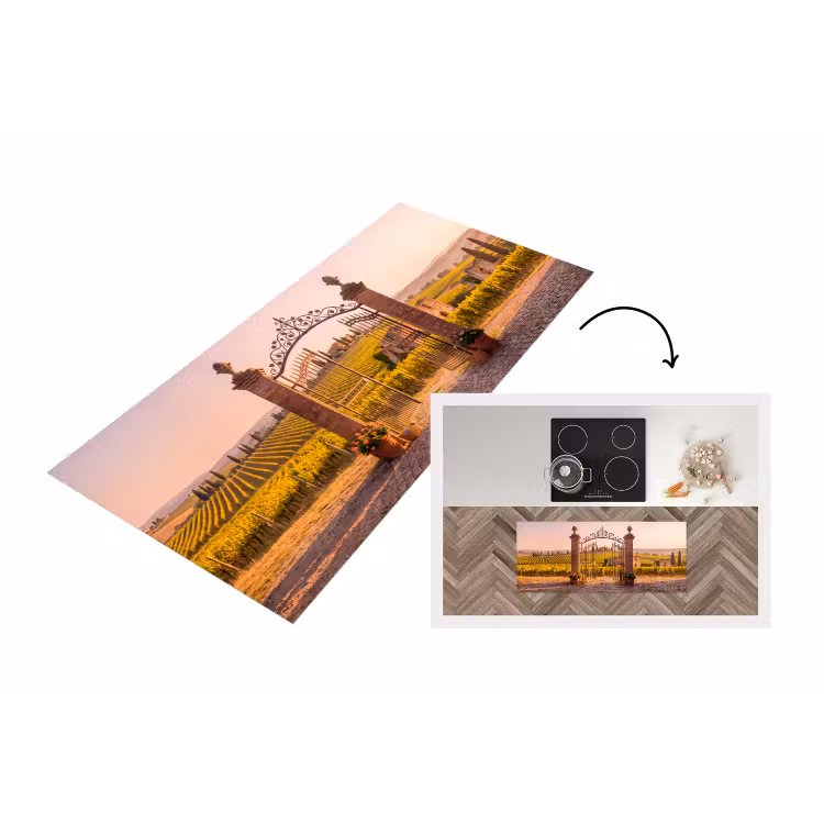 Poort - Landschap - Platteland - Zonlicht - Warm Keukenloper - keukenmat middel -3d