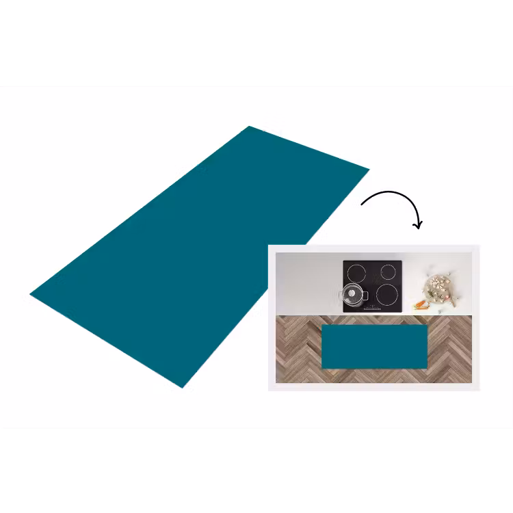 Tropical - Peacock - Blauw Keukenloper - keukenmat middel 536 -3d
