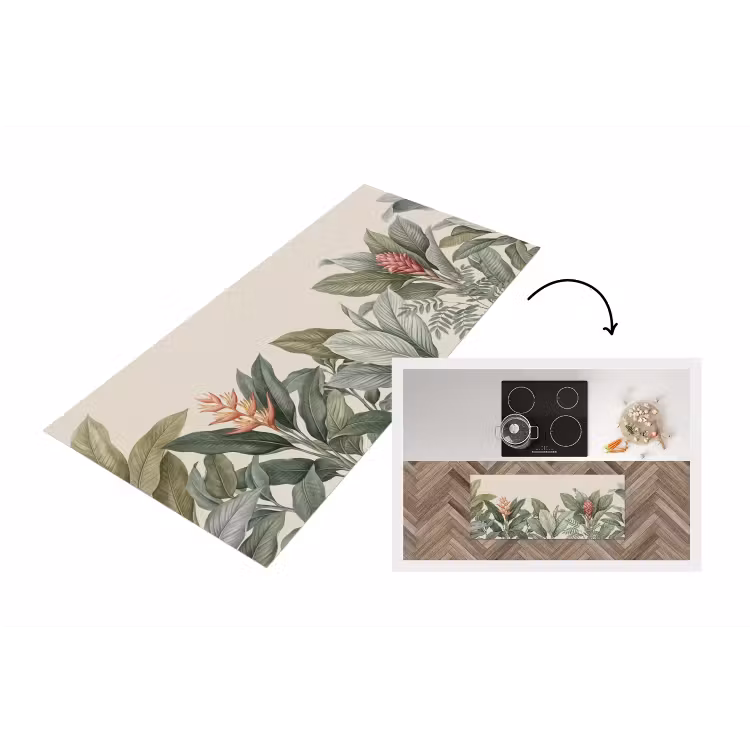 Tropisch - Planten - Modern - Groen Keukenloper - keukenmat middel -3d