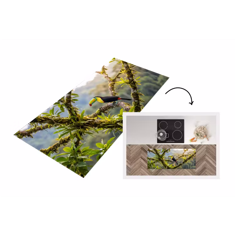 Toekan - Jungle - Natuur - Kleurrijk Keukenloper - keukenmat middel -3d