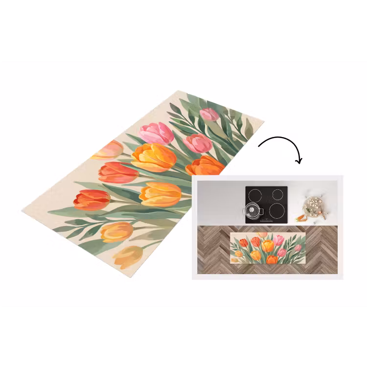 Tulpen - Abstract - Kleurrijk Keukenloper - keukenmat middel -3d