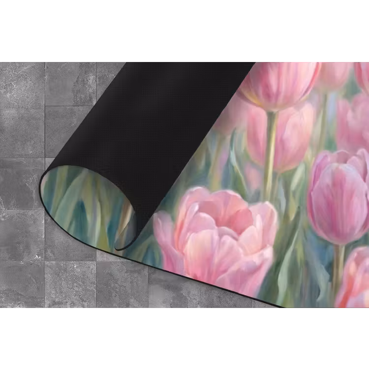 Tulpen - Veld - Lente - Roze Keukenloper - keukenmat middel -closeup