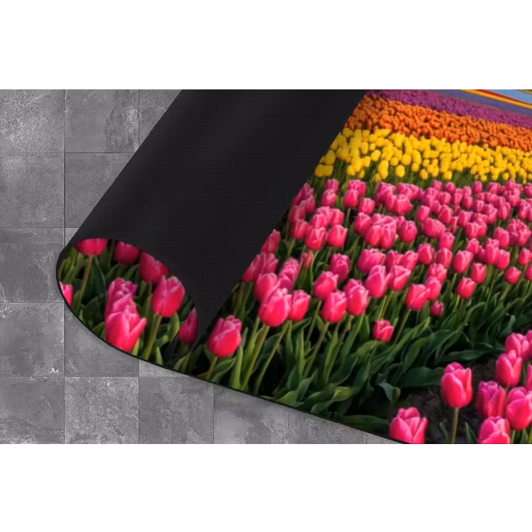 Tulpen - Holland - Molen - Kleurrijk Keukenloper - keukenmat middel -closeup