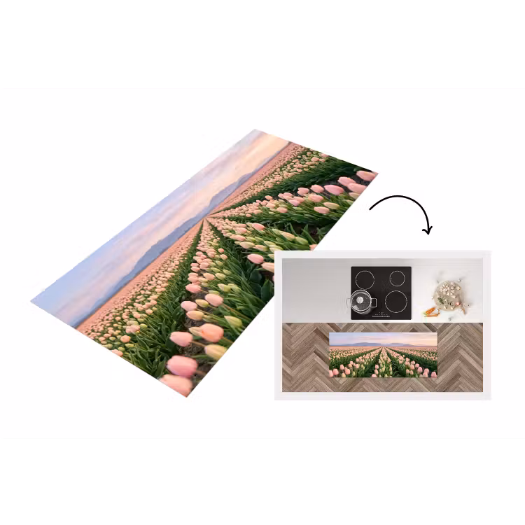 Tulpen - Landschap - Roze Keukenloper - keukenmat middel -3d