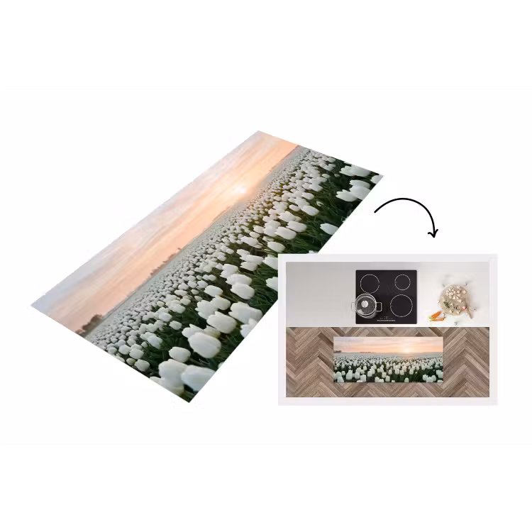 Tulpen - Landschap - Wit Keukenloper - keukenmat middel -3d