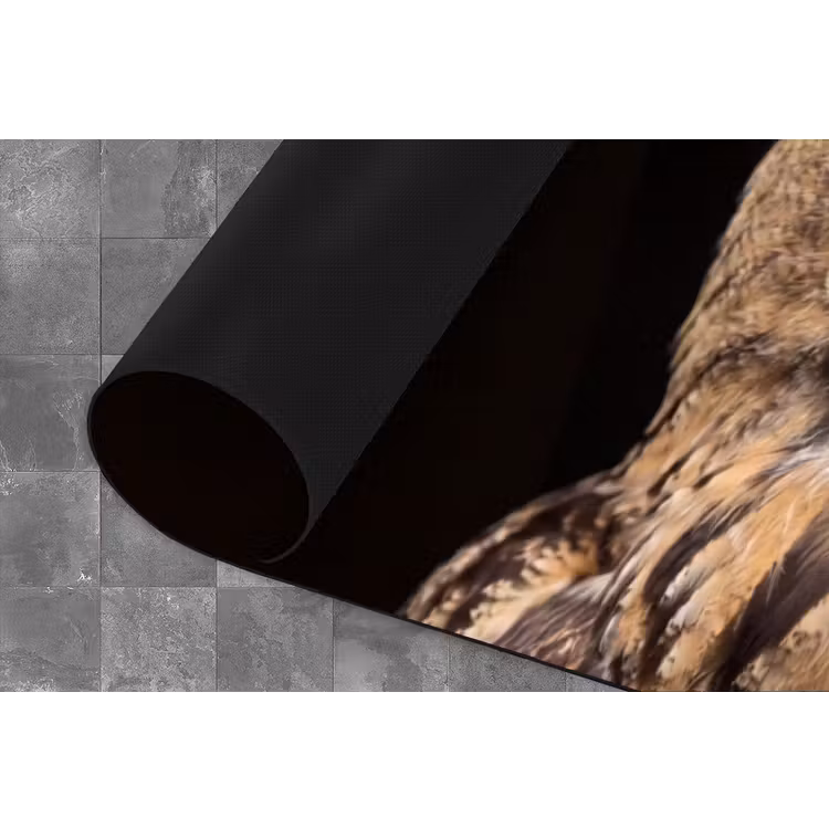 Oehoe - Uil - Portret - Bruin Keukenloper - keukenmat middel -closeup
