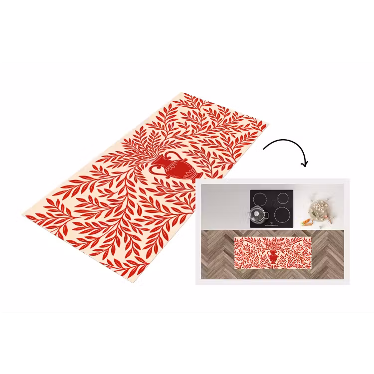 Vaas - Planten - Decoratie - Abstract - Rood Keukenloper - keukenmat middel -3d