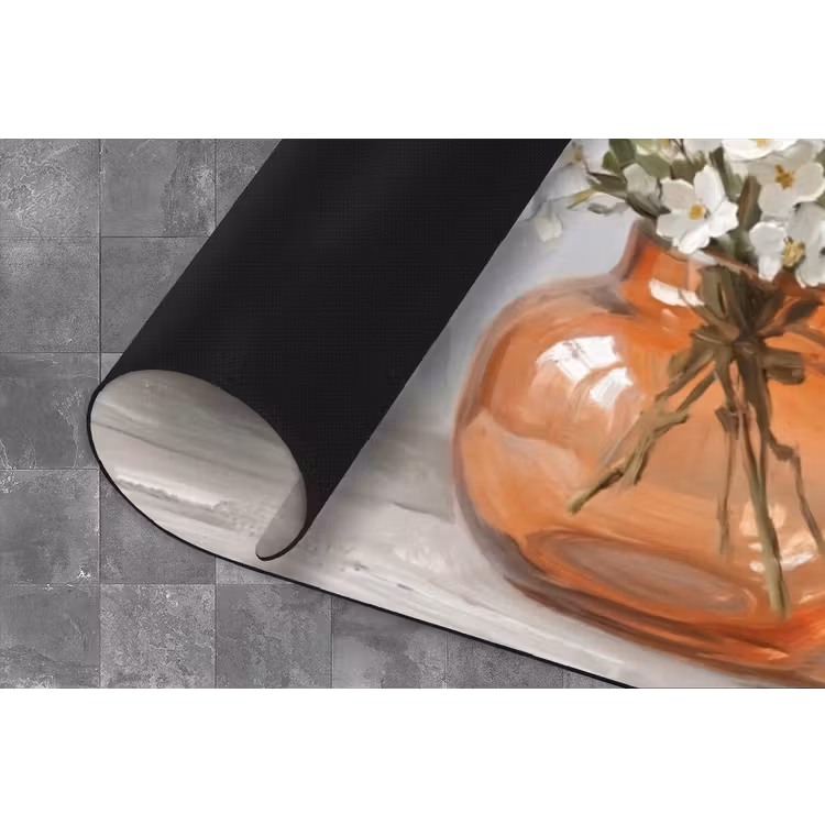 Vazen - Bloemen - Oranje Keukenloper - keukenmat middel -closeup