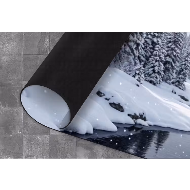 Sneeuwlandschap - Bergen - Rivier - Winter Keukenloper - keukenmat middel -closeup
