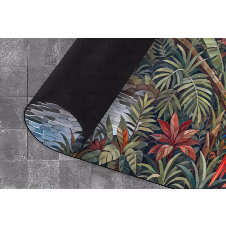 Vogel - Jungle - Natuur - Mozaïek - Groen Keukenloper - keukenmat middel -closeup