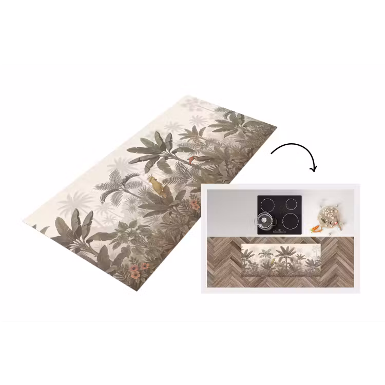 Vogel - Jungle - Tropisch - Illustratie - Groen Keukenloper - keukenmat middel -3d