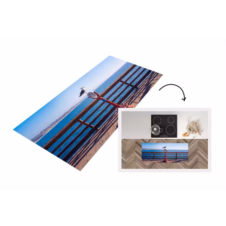 Vogel - Verrekijker - Kust - Zee - Blauw Keukenloper - keukenmat middel -3d