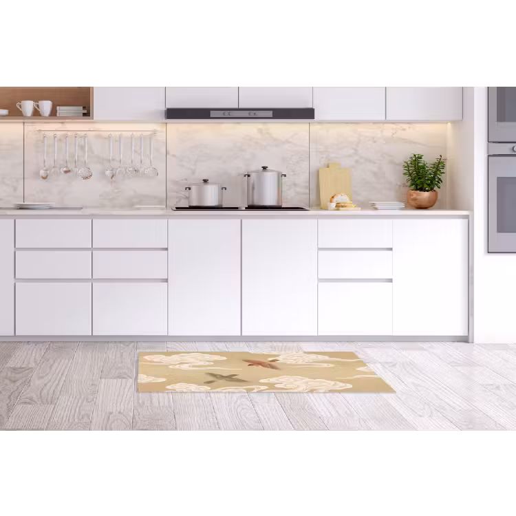 Vogels - Vliegen - Beige Keukenloper - keukenmat middel -sfeer3