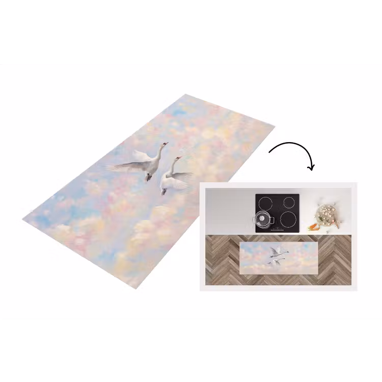 Vogel - Vliegend - Lucht - Modern - Pastel Keukenloper - keukenmat middel -3d