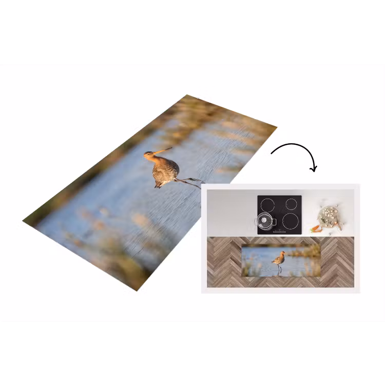 Vogel - Steltloper - Water - Natuur Keukenloper - keukenmat middel -3d