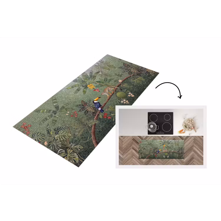 Vogel - Dier - Jungle - Mozaïek - Natuur Keukenloper - keukenmat middel -3d