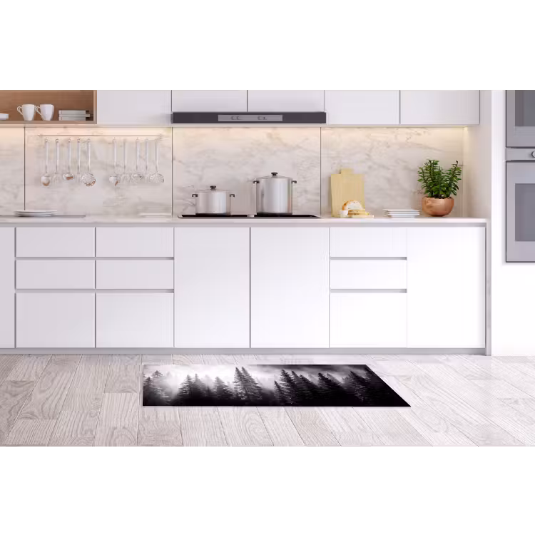 Bos - Mist - Winter - Monochroom - Natuur Keukenloper - keukenmat middel -sfeer3