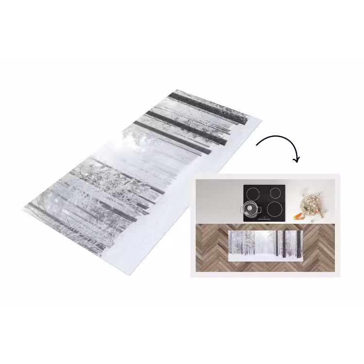 Bos - Sneeuw - Pad - Winter - Stilte Keukenloper - keukenmat middel -3d