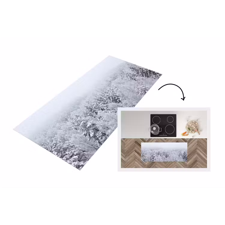 Bos - Sneeuw - Winter - Natuur - Wit Keukenloper - keukenmat middel -3d