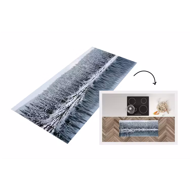 Bos - Reflectie - Meer - Winter - Serene Keukenloper - keukenmat middel -3d