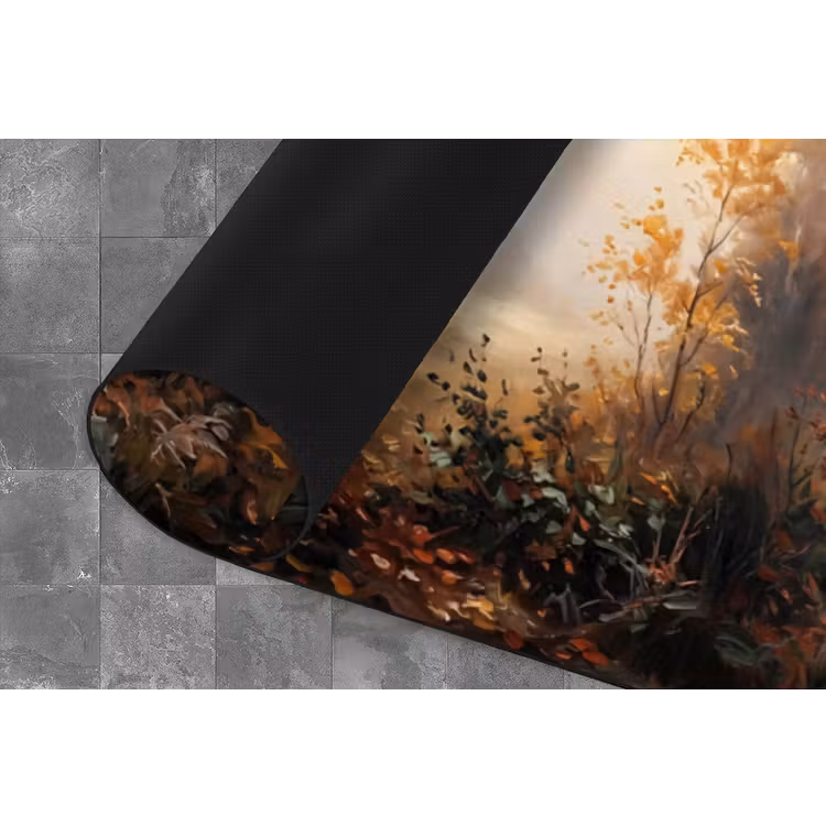 Bospad - Herfstbladeren - Natuur - Schilderachtig - Oranje Keukenloper - keukenmat middel -closeup