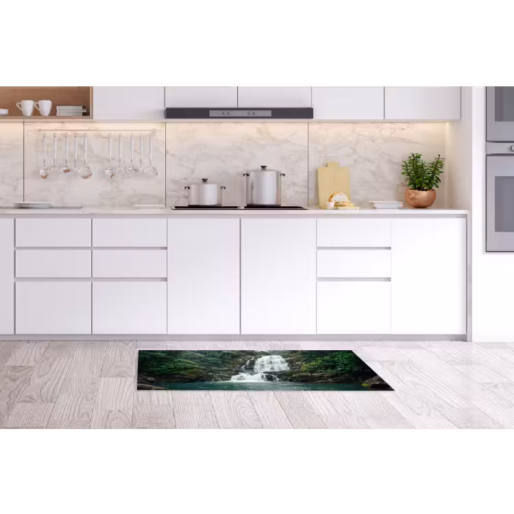 Waterfall - Forest - Nature - Greenkhgyguyg Keukenloper - keukenmat middel -sfeer3