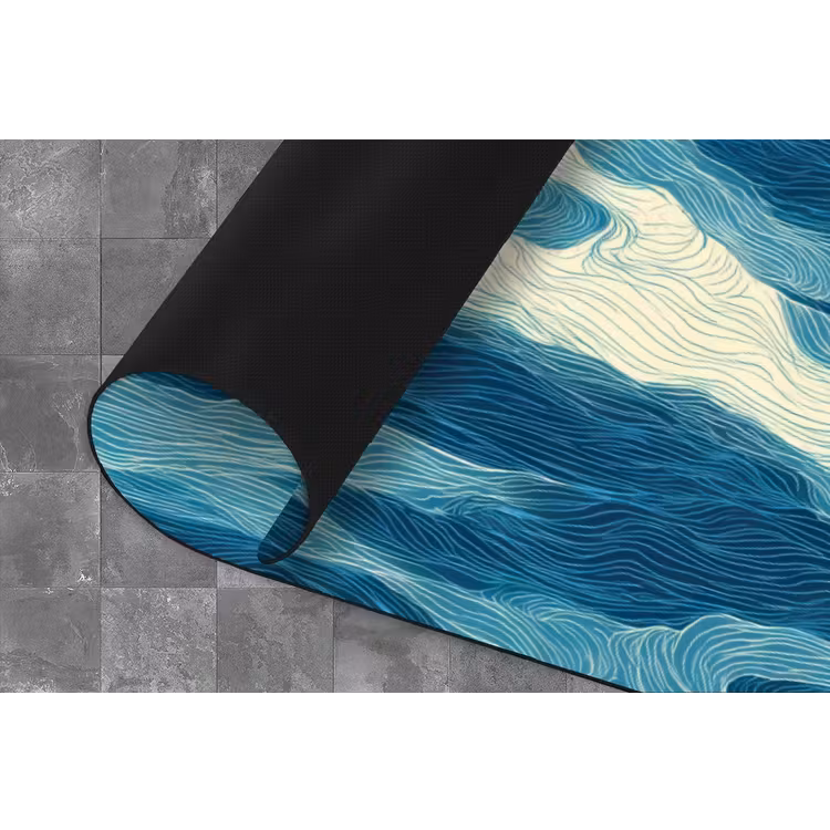 Golven - Abstract - Patroon - Blauw - Wit Keukenloper - keukenmat middel 536 -closeup