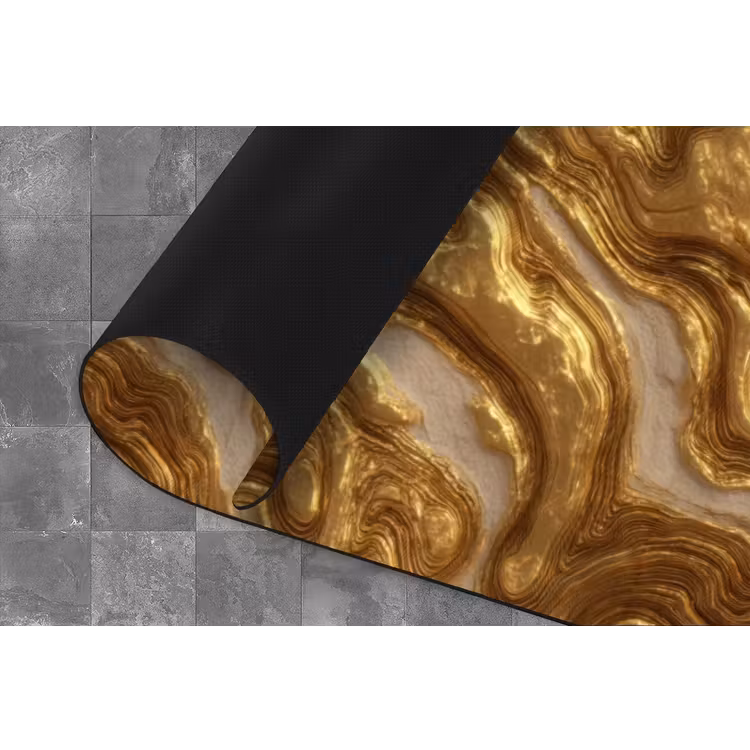 Golven - Organisch - Goud - Crème Keukenloper - keukenmat middel 536 -closeup