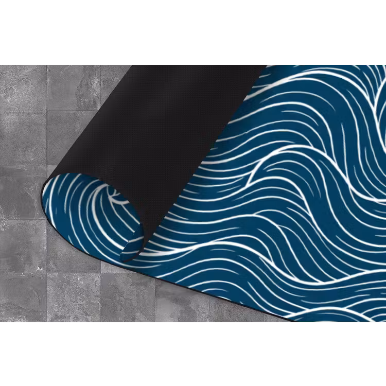Golven - Spiraal - Water - Abstract - Blauw Keukenloper - keukenmat middel -closeup
