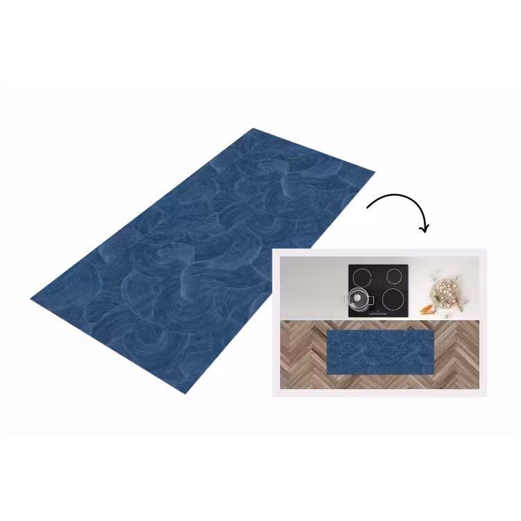 Golven - Textuur - Patroon - Blauw Keukenloper - keukenmat middel 536 -3d