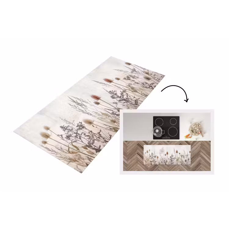 Weidebloemen - Design - Sepia Keukenloper - keukenmat middel -3d