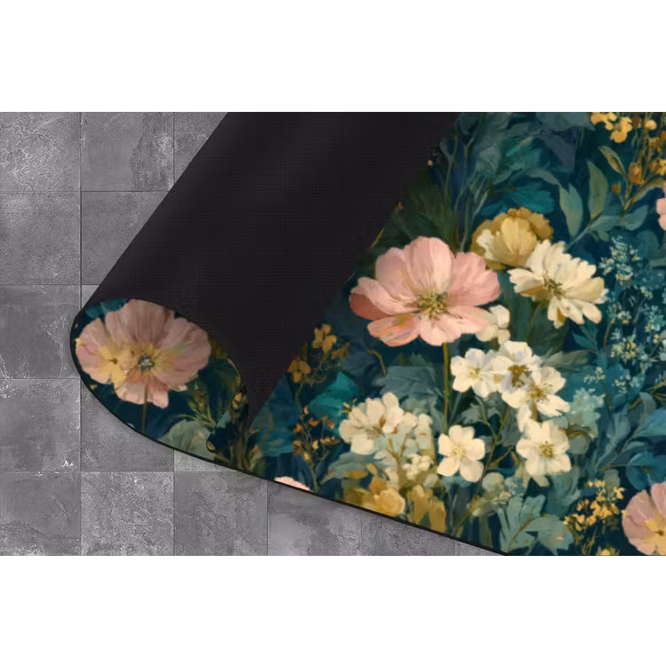 Wilde bloemen - Botanisch - Patroon - Roze - Romantisch Keukenloper - keukenmat middel 536 -closeup
