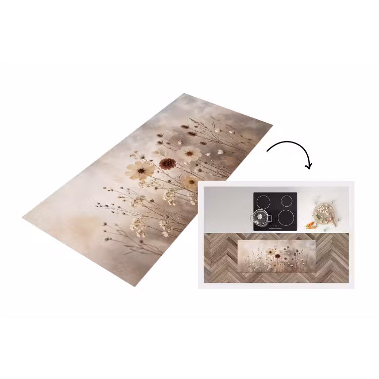 Wilde bloemen - Botanisch - Vintage - Natuur - Rustiek Keukenloper - keukenmat middel -3d