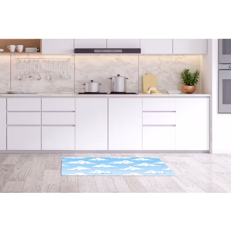 Wolk - Lucht - Cartoon - Blauw - Wit Keukenloper - keukenmat middel -sfeer3