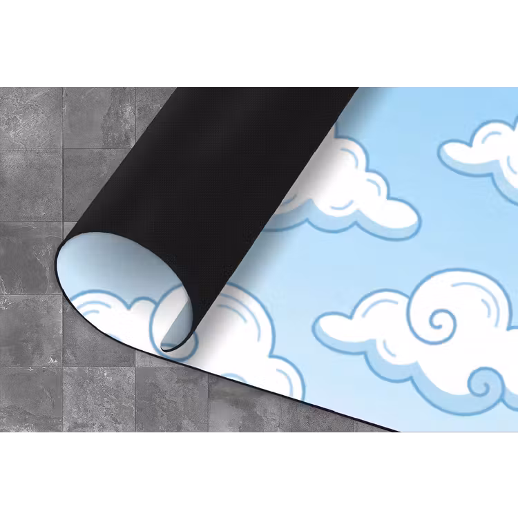 Wolk - Lucht - Cartoon - Blauw - Wit Keukenloper - keukenmat middel -closeup