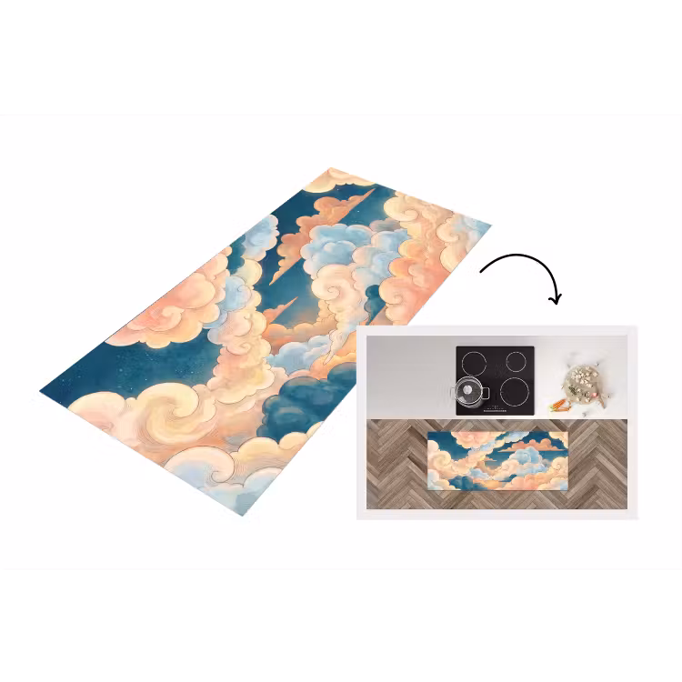 Wolk - Lucht - Natuur - Illustratief - Oranje Keukenloper - keukenmat middel -3d