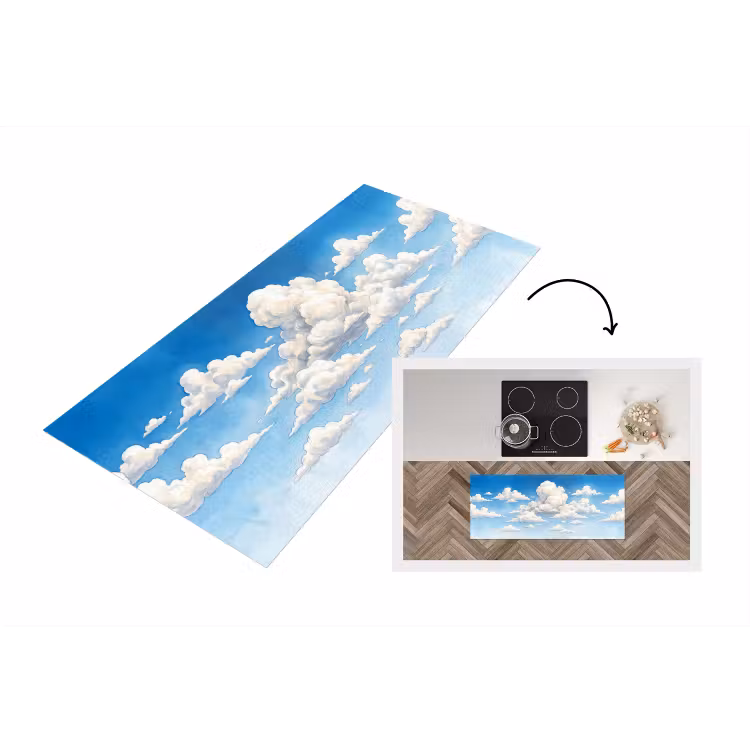 Wolken - Blauwe lucht - Natuur - Modern - Wit Keukenloper - keukenmat middel -3d