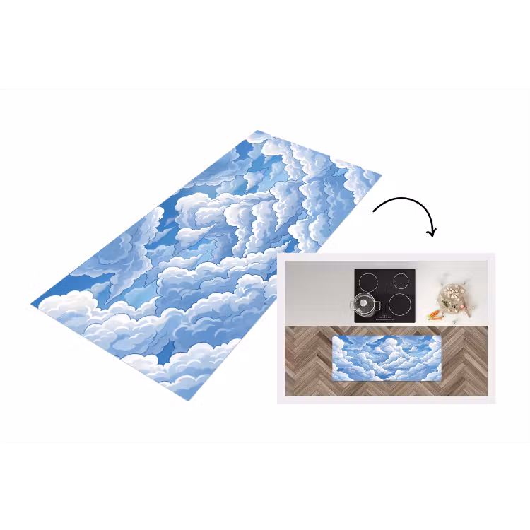 Wolken - Hemel - Abstract - Wit Keukenloper - keukenmat middel -3d