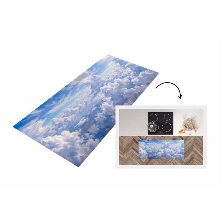 Wolken - Lucht - Natuur - Abstract - Blauw Keukenloper - keukenmat middel -3d