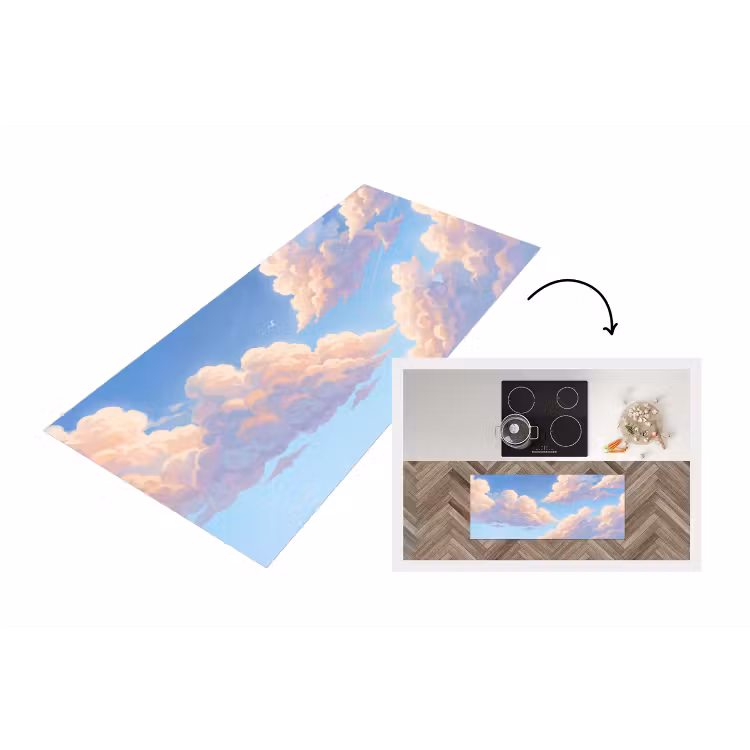 Wolken - Lucht - Natuur - Blauw Keukenloper - keukenmat middel -3d