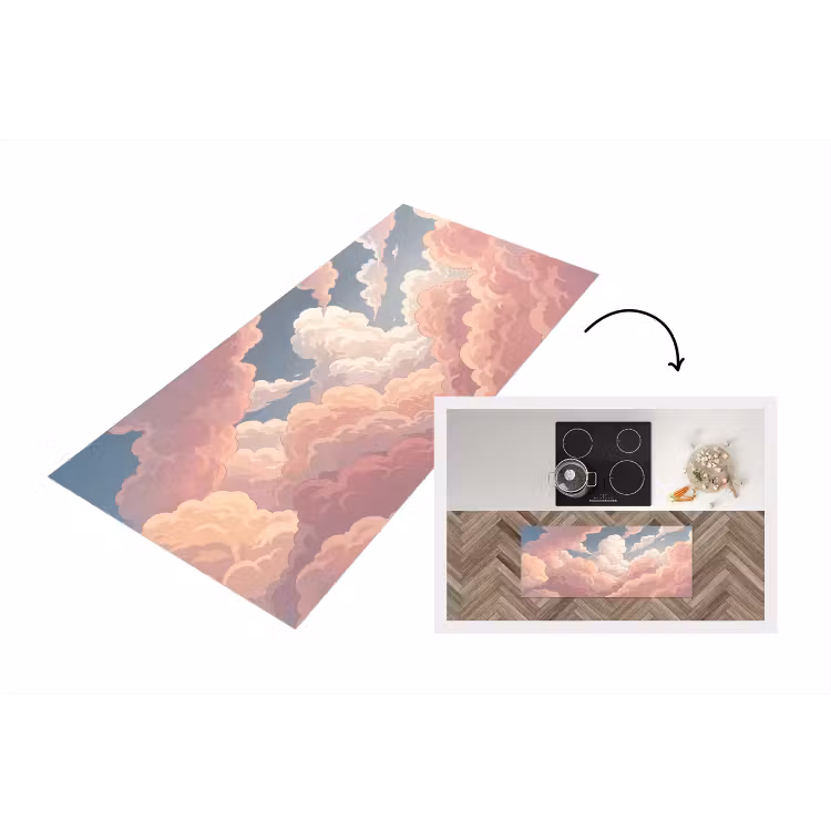 Wolken - Lucht - Natuur - Pastel - Roze Keukenloper - keukenmat middel -3d