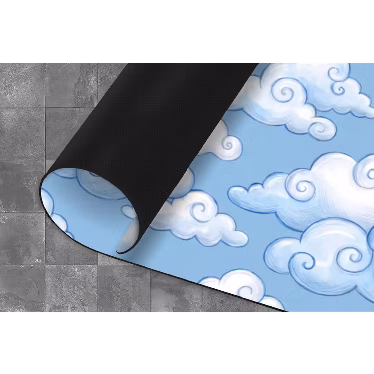 Wolken - Patroon - Hemel - Illustratie - Wit Keukenloper - keukenmat middel -closeup